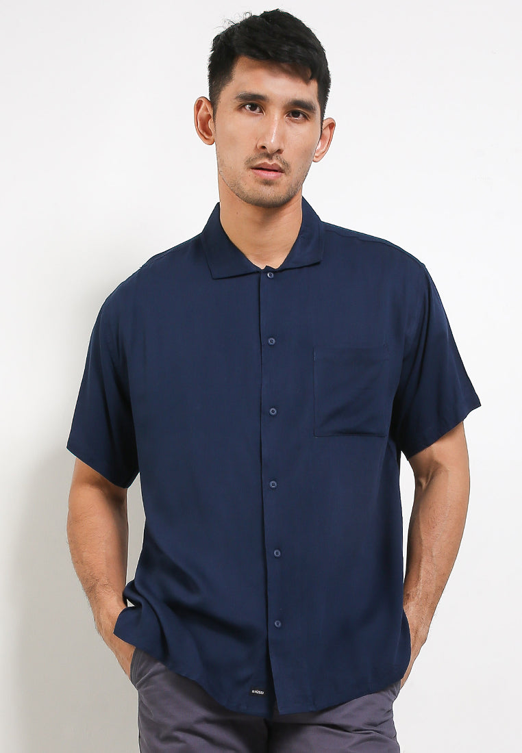 Ryusei Kemeja Pantai Rei Pocket Navy