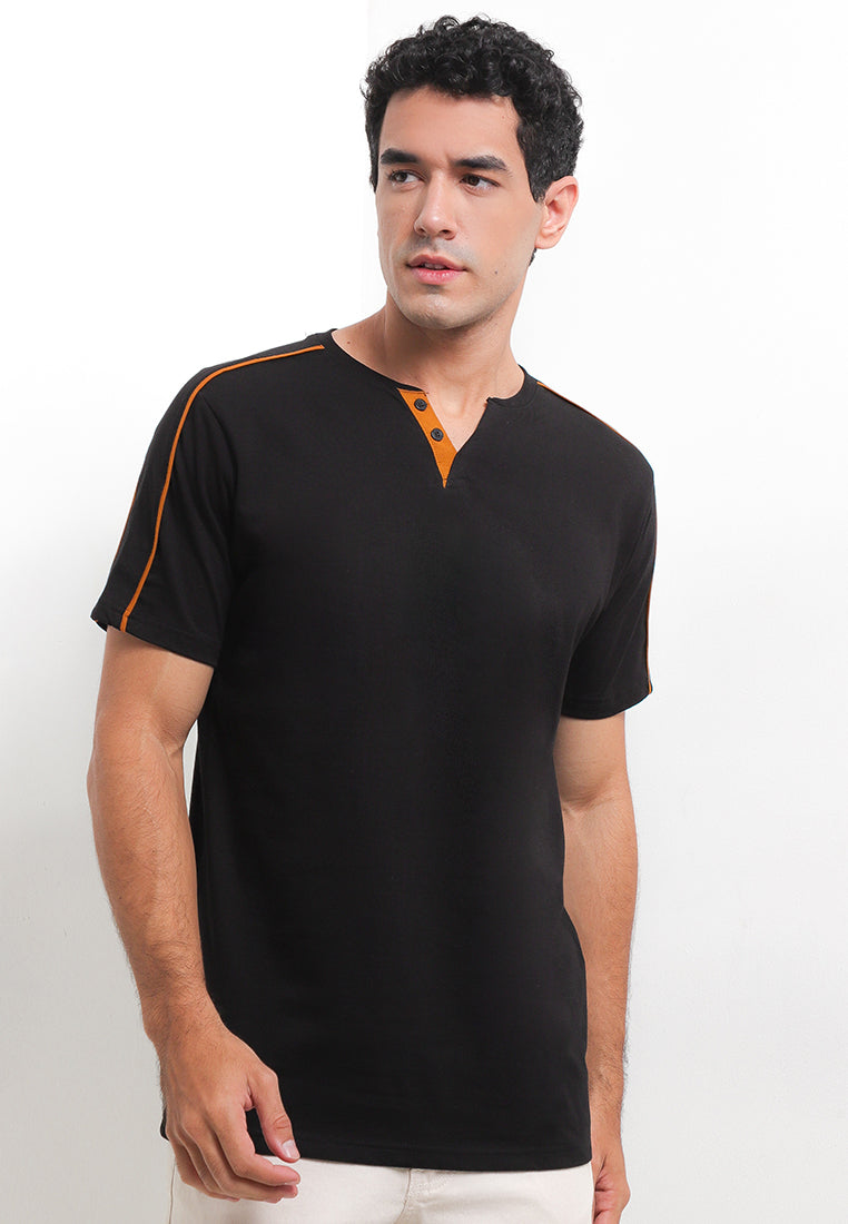 Ryusei Kaos Pria Kamazaki Button Black - Ryusei