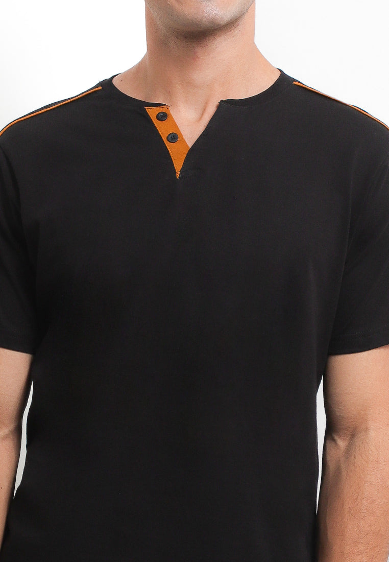 Ryusei Kaos Pria Kamazaki Button Black - Ryusei