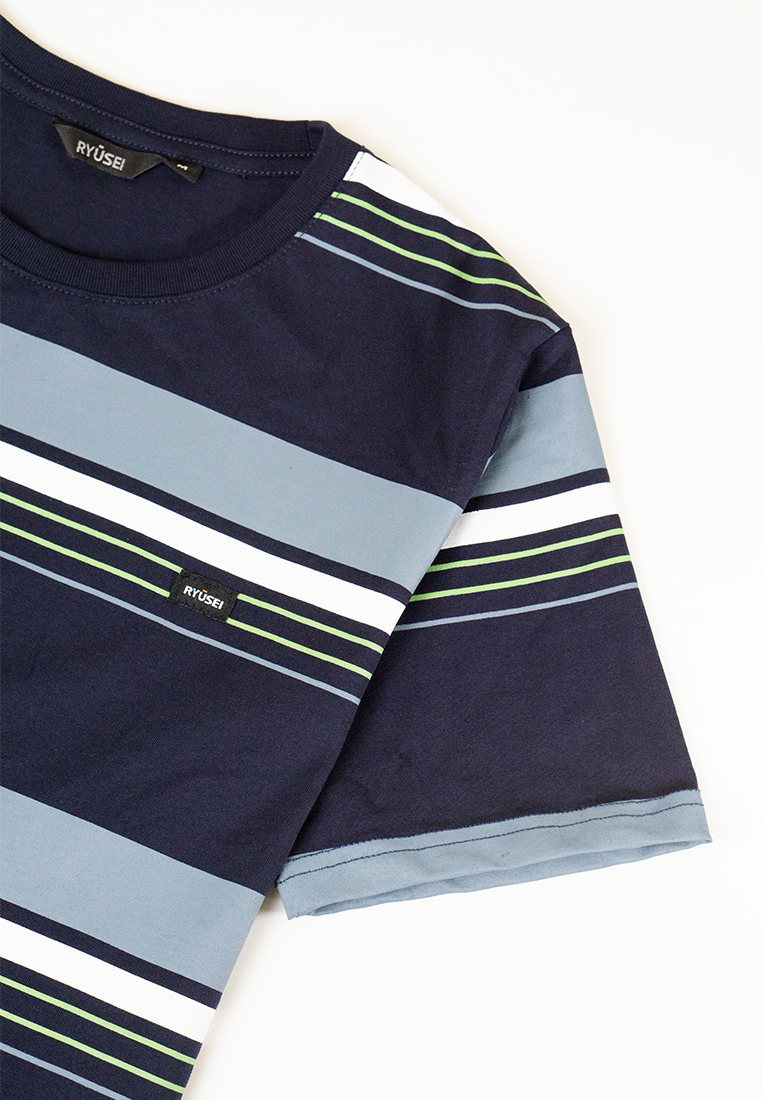Ryusei Kaos Pria Nagamasa Stripe Navy