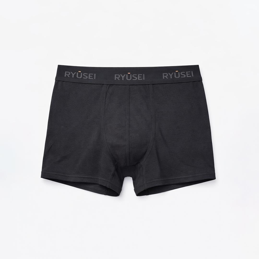 Ryusei Boxer Katun Spandex 12 Pcs - Black Collection | Jahitan Seamless