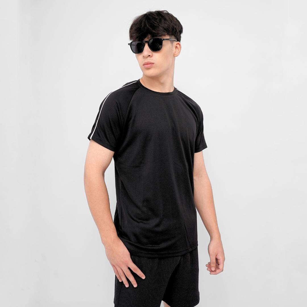 Ryusei Kaos Olahraga Pria Nagata Black Baju Gym Dry Fit Adem Jersey Training