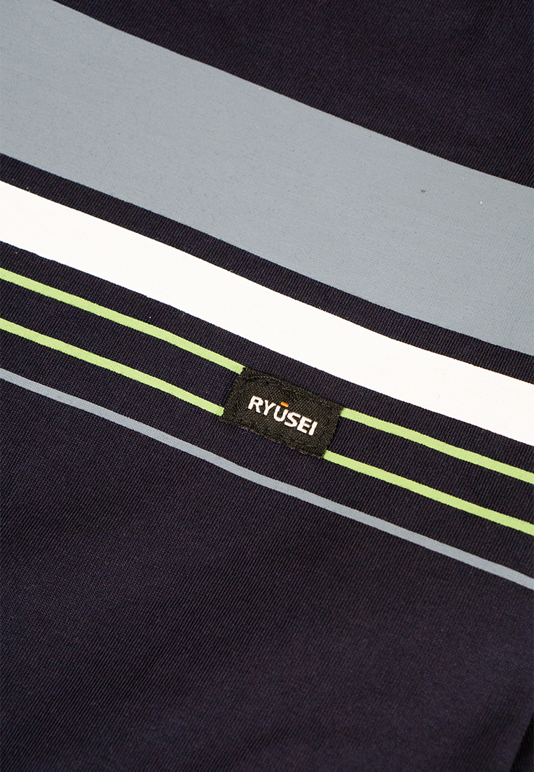 Ryusei Kaos Pria Nagamasa Stripe Navy