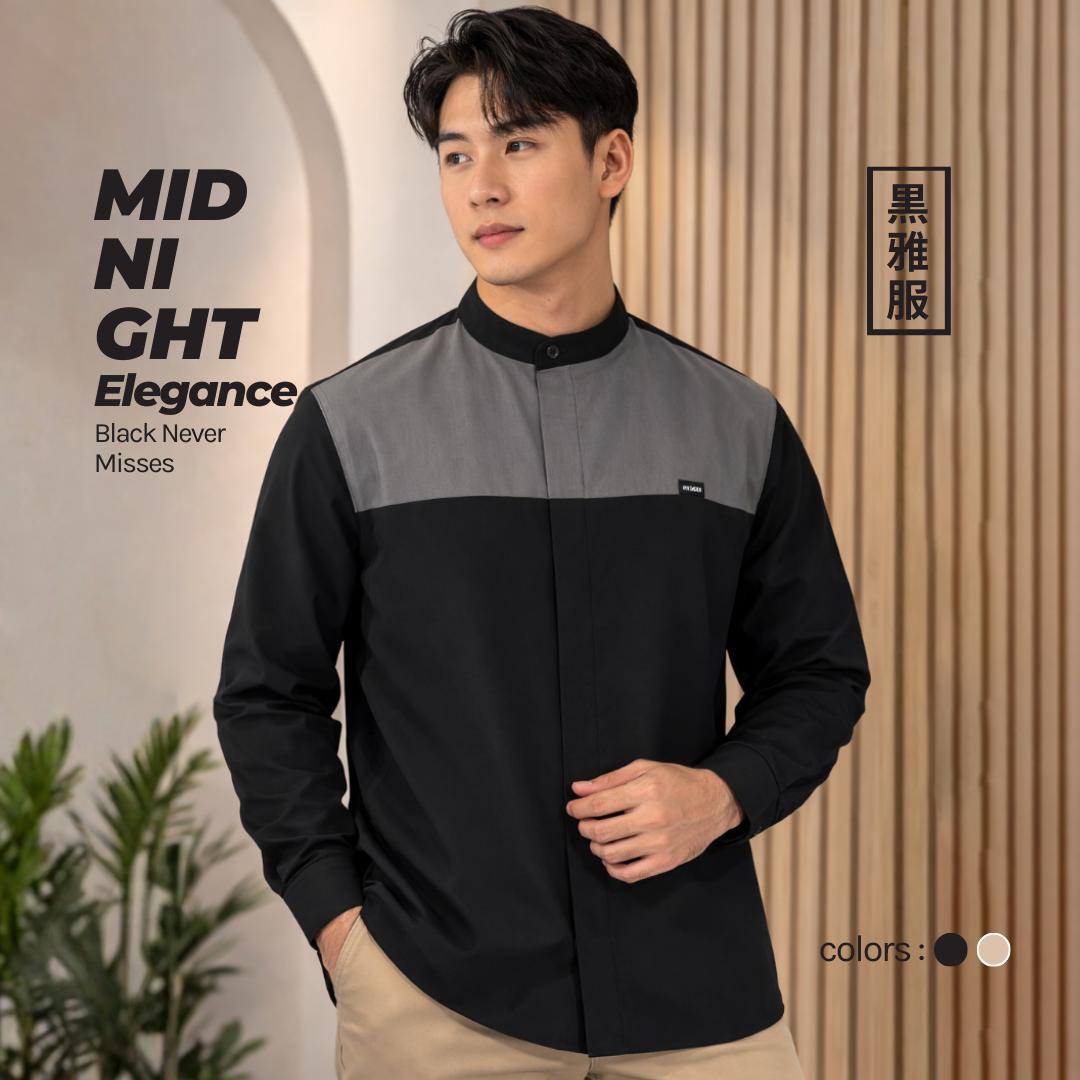 Ryusei Kemeja Kerah Koko Lengan Panjang Kamiyama