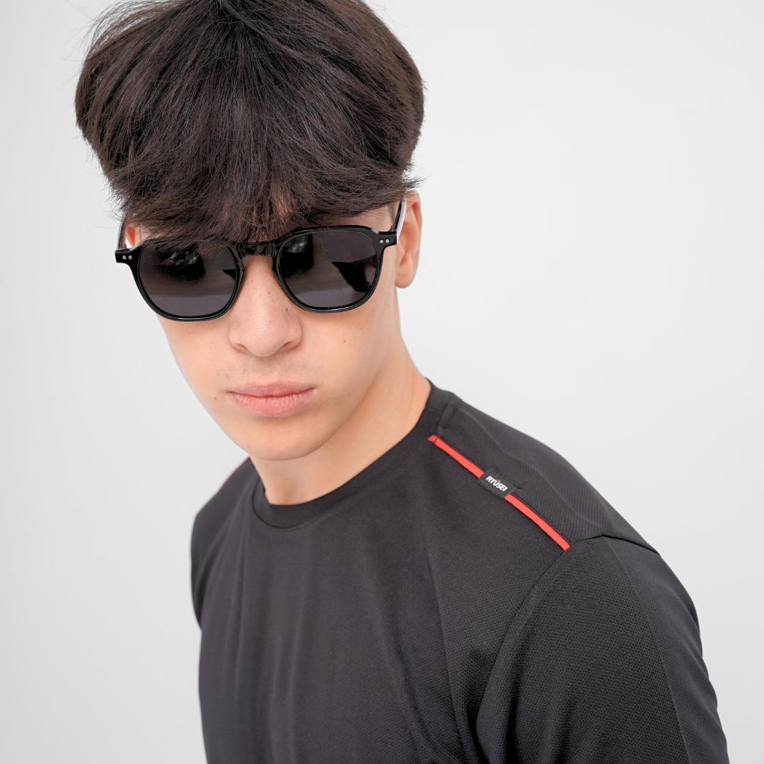 Ryusei Kaos Olahraga Pria Yanagi Black Baju Gym Dry Fit Adem Jersey Training