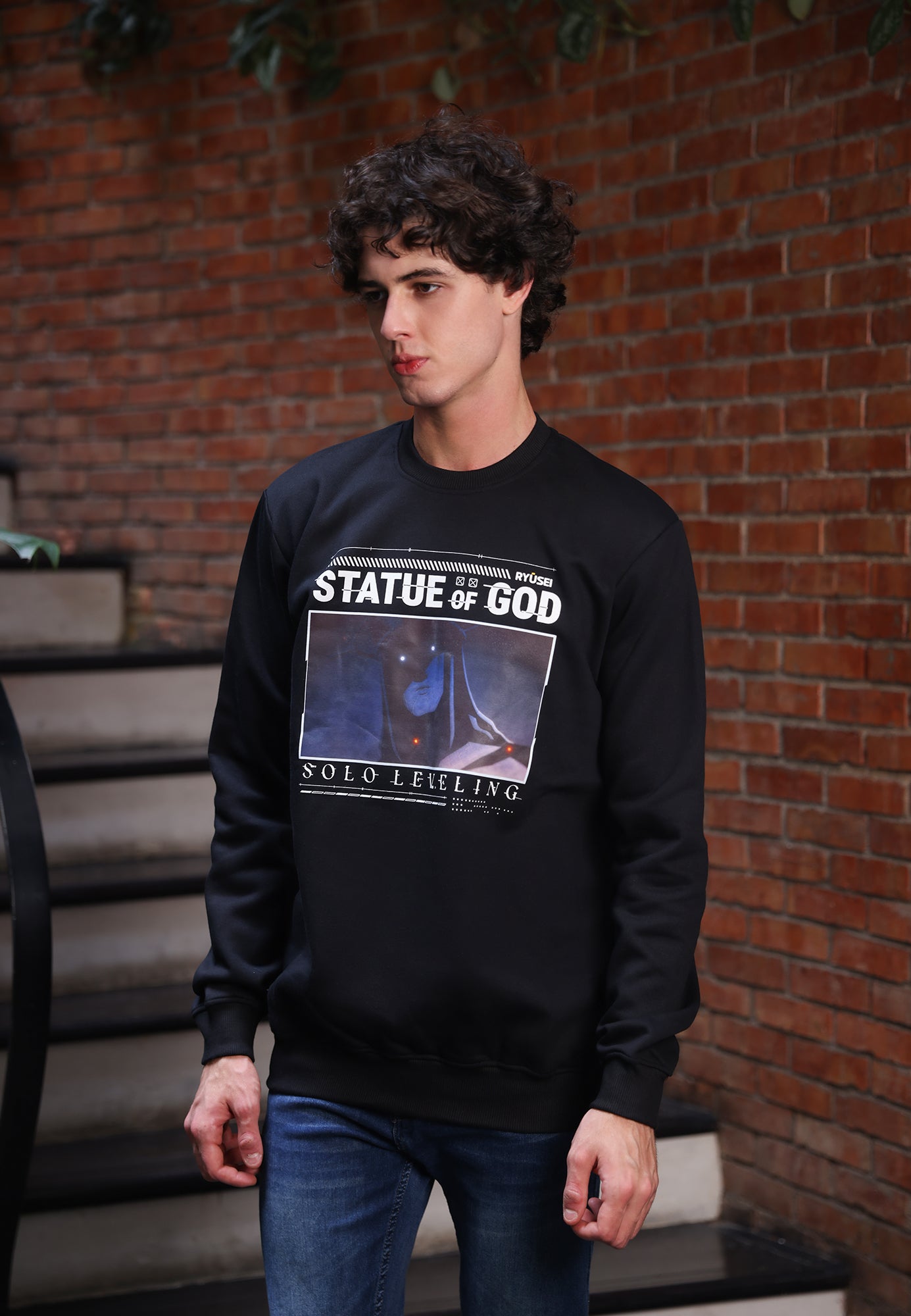 Ryusei x Solo Leveling | Sweater Statue of God Black