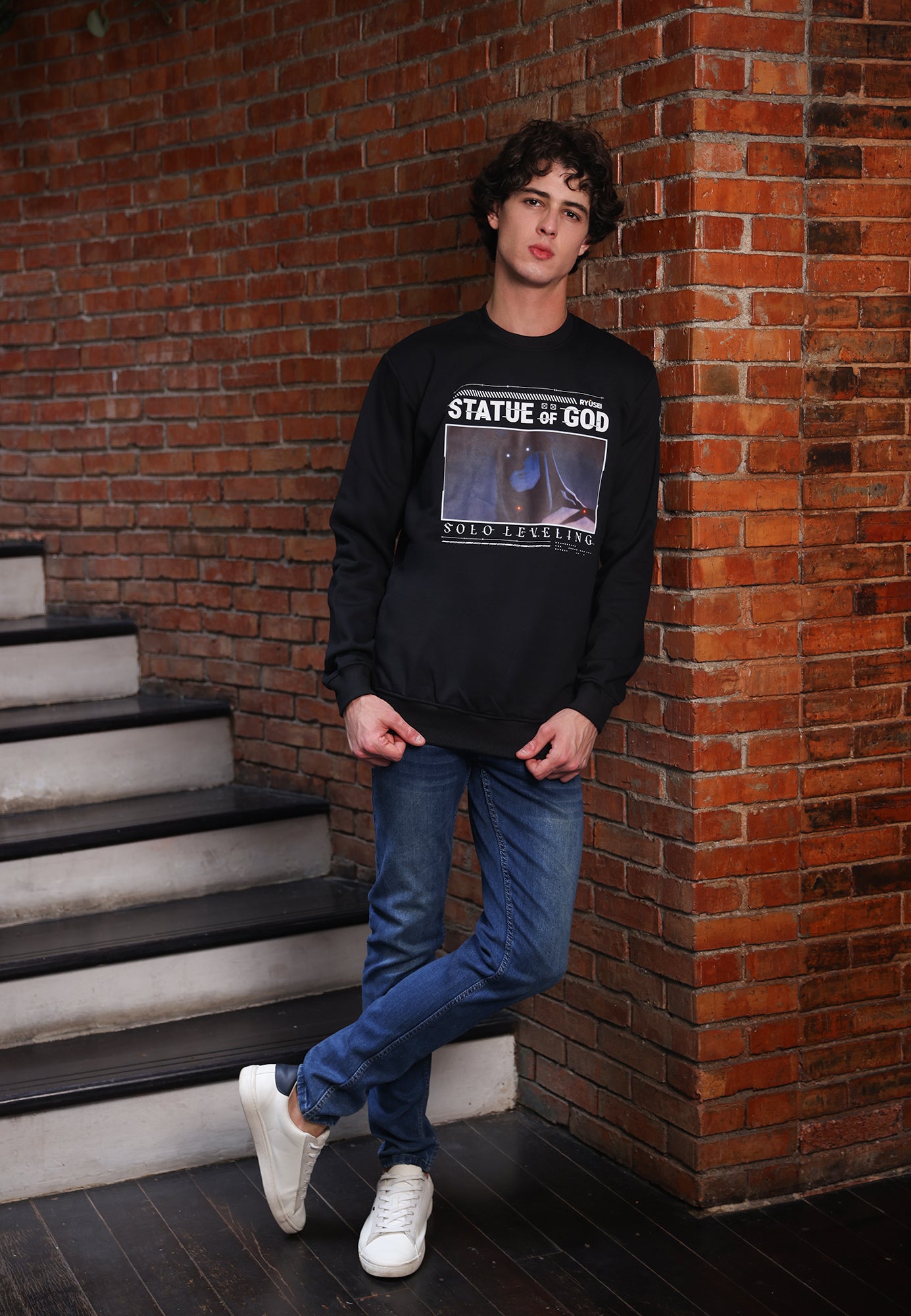 Ryusei x Solo Leveling | Sweater Statue of God Black