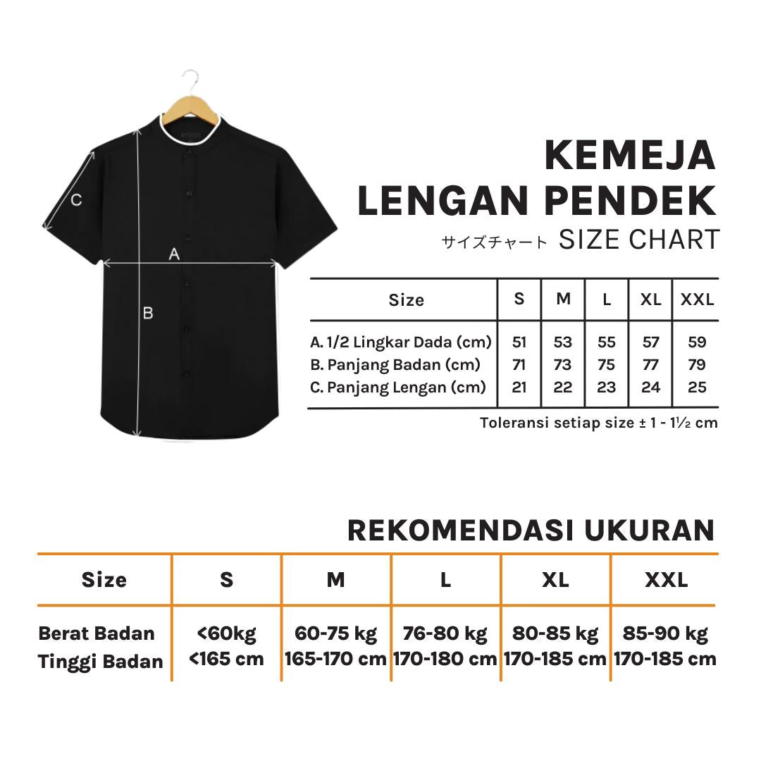 Ryusei Kemeja Kerah Koko Lengan Pendek Akagi Black