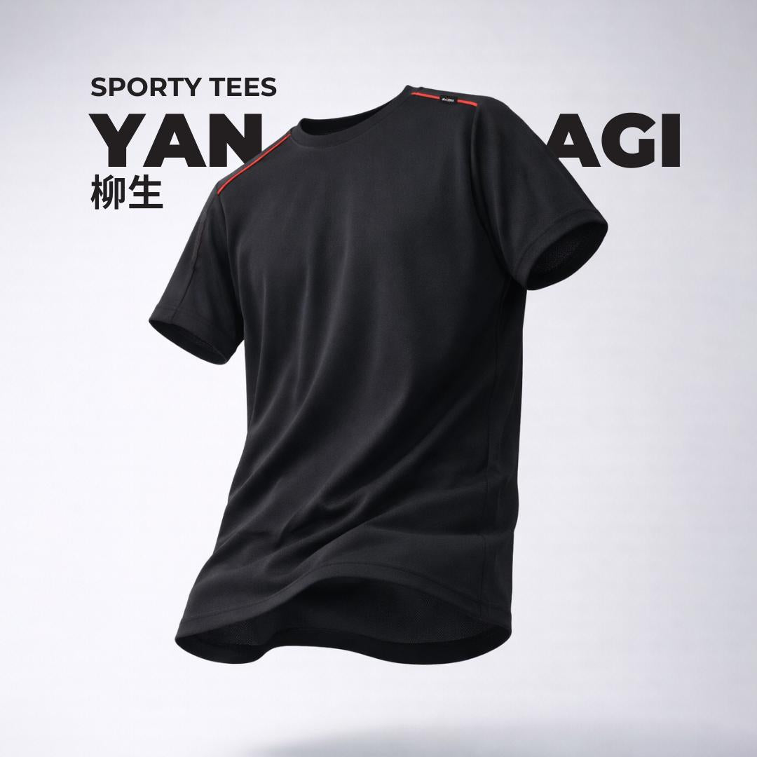 Ryusei Kaos Olahraga Pria Yanagi Black Baju Gym Dry Fit Adem Jersey Training