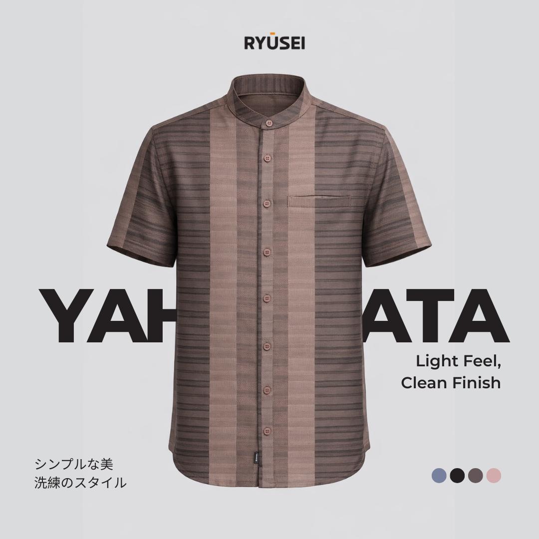 Ryusei Kemeja Kerah Koko Lengan Pendek Yahata