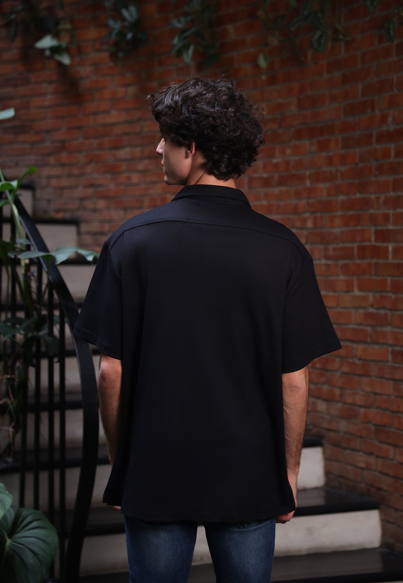 Ryusei Kemeja Boxy Pria Fukuoka Black