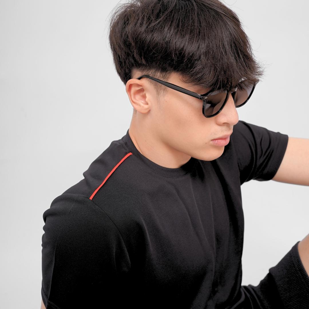 Ryusei Kaos Olahraga Pria Yanagi Black Baju Gym Dry Fit Adem Jersey Training
