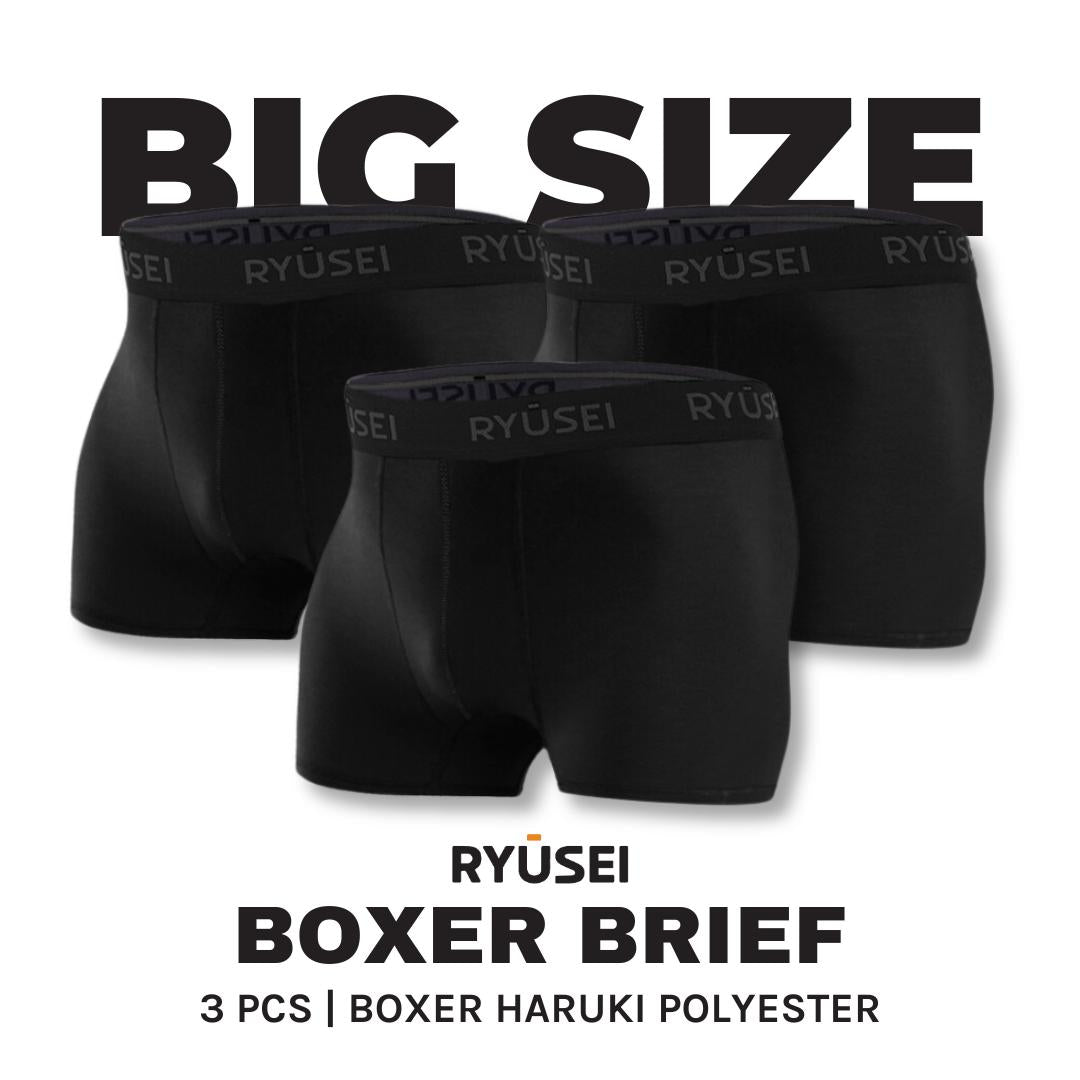 Ryusei Boxer Big Size Haruki Polyester Spandex 3 Pcs | Nyaman & Elastis