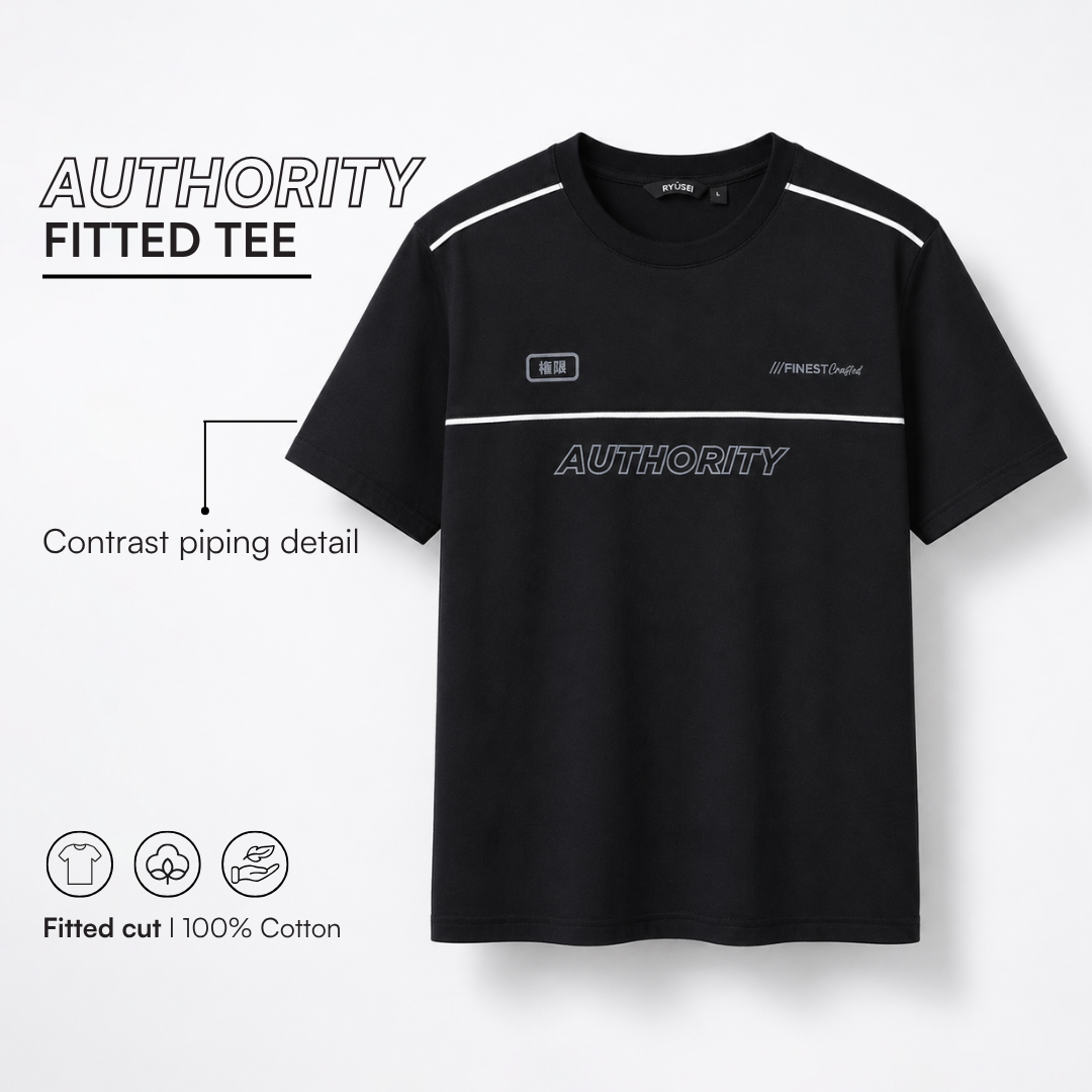Ryusei Kaos Pria Authority Fitted Tee Black