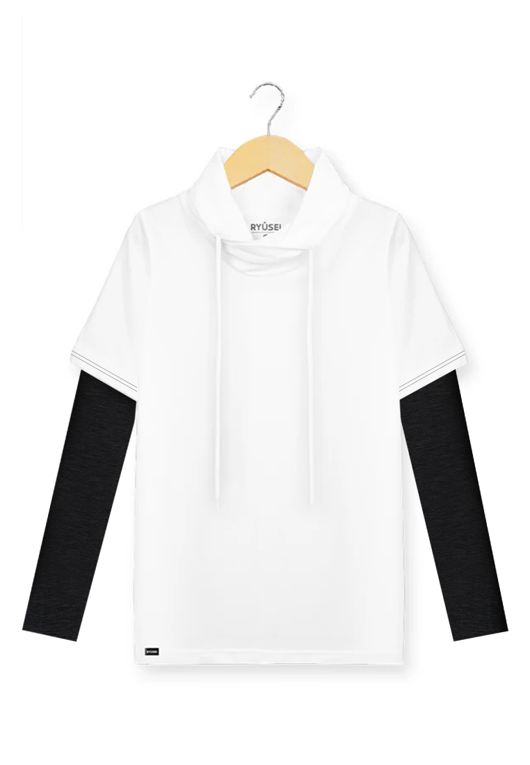 Ryusei Kaos Turtleneck Pria Nandito Zen Long Sleeve White