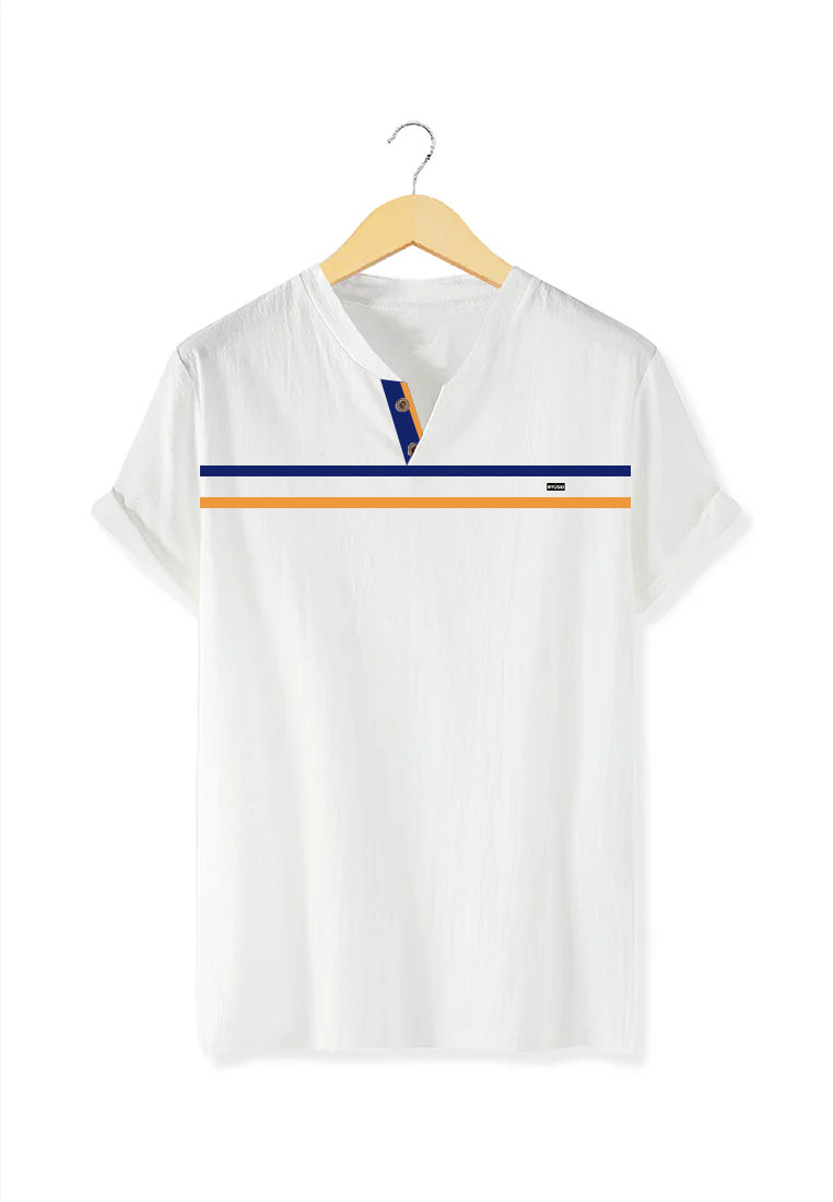 Ryusei Kaos Pria Yoshikatsu Button CMB White