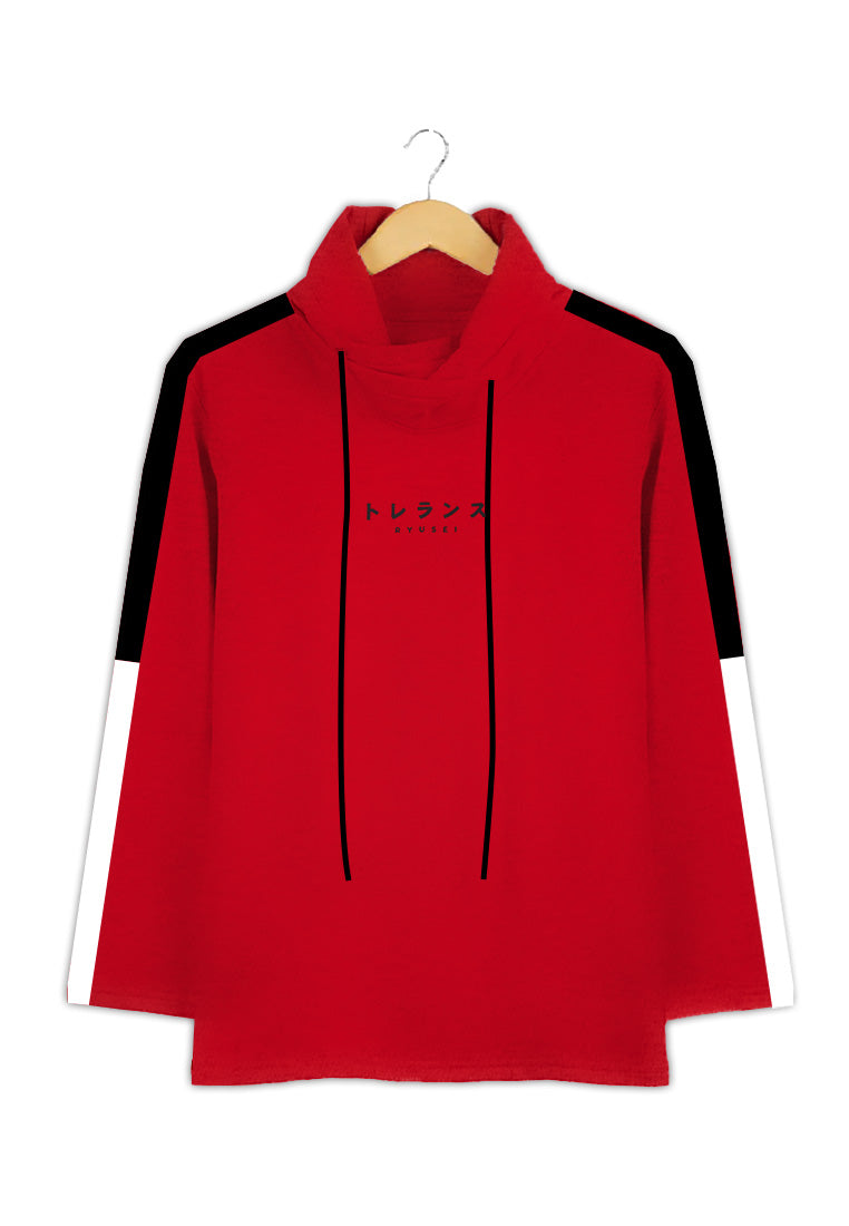 Ryusei Kaos Turtleneck Pria Nandito Gyo Long Sleeve Red