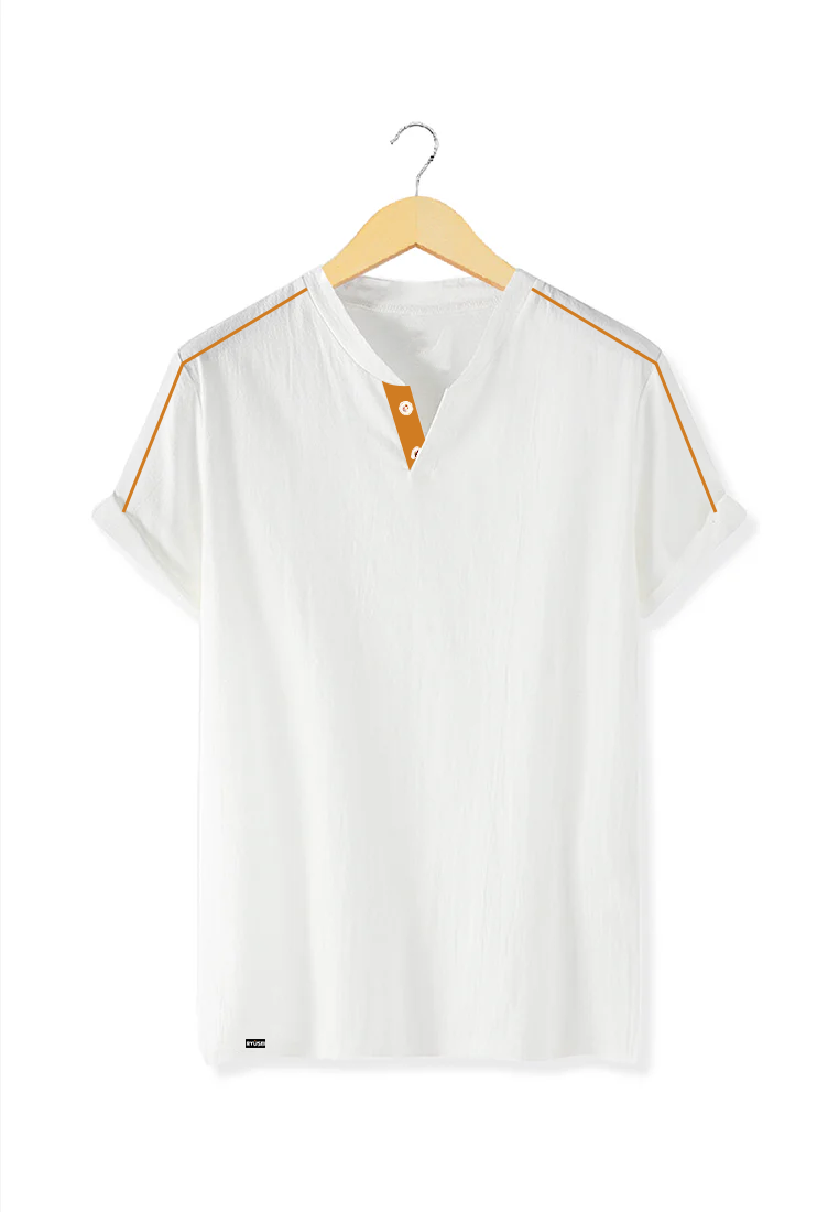 Ryusei Kaos Pria Kamazaki Button White