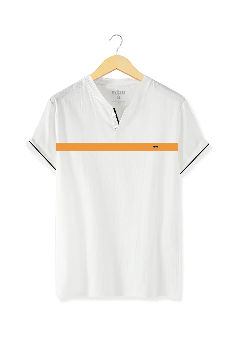 Ryusei Kaos Pria Nishizawa Button CMB White