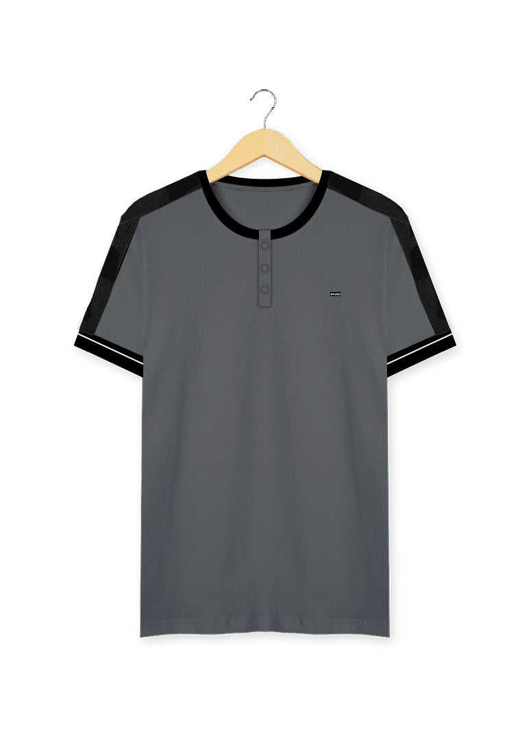 Ryusei Kaos Pria Takahiko Button Grey