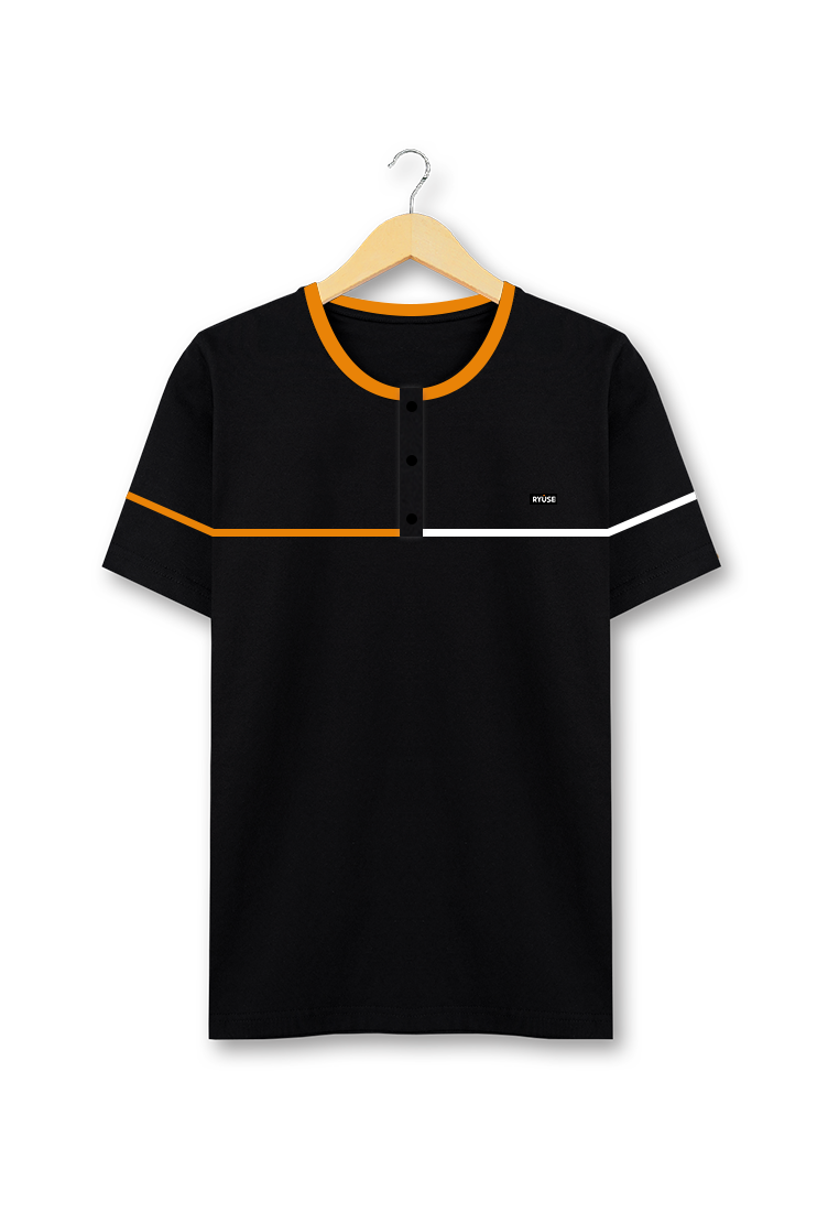 Ryusei Kaos Pria Naoyuki Button CMB Black