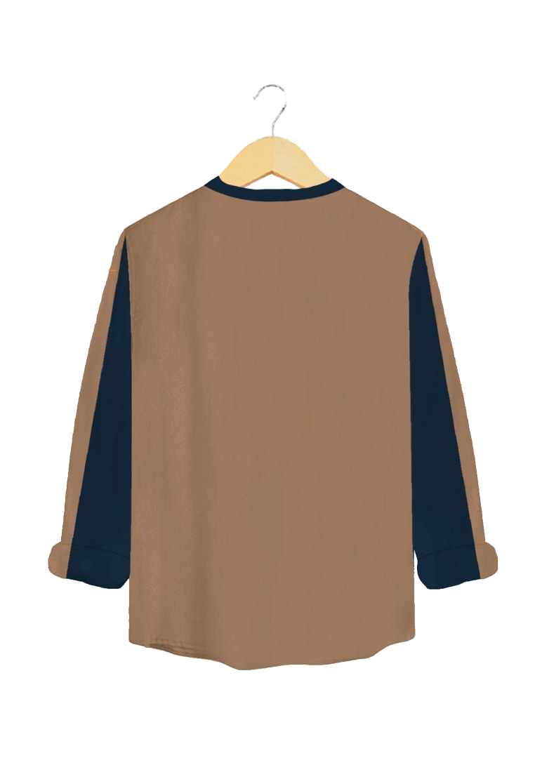 Ryusei Kemeja Pria Lengan Panjang Kazuma CMB Brown