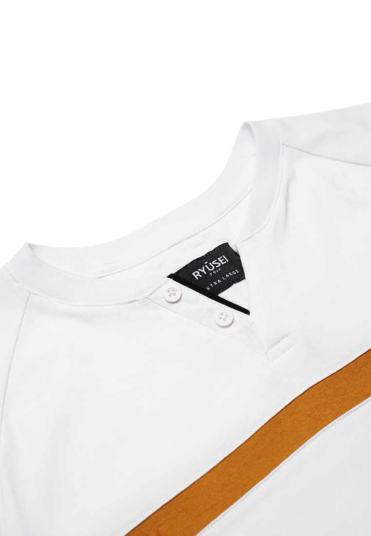 Ryusei Kaos Pria Nishizawa Button CMB White