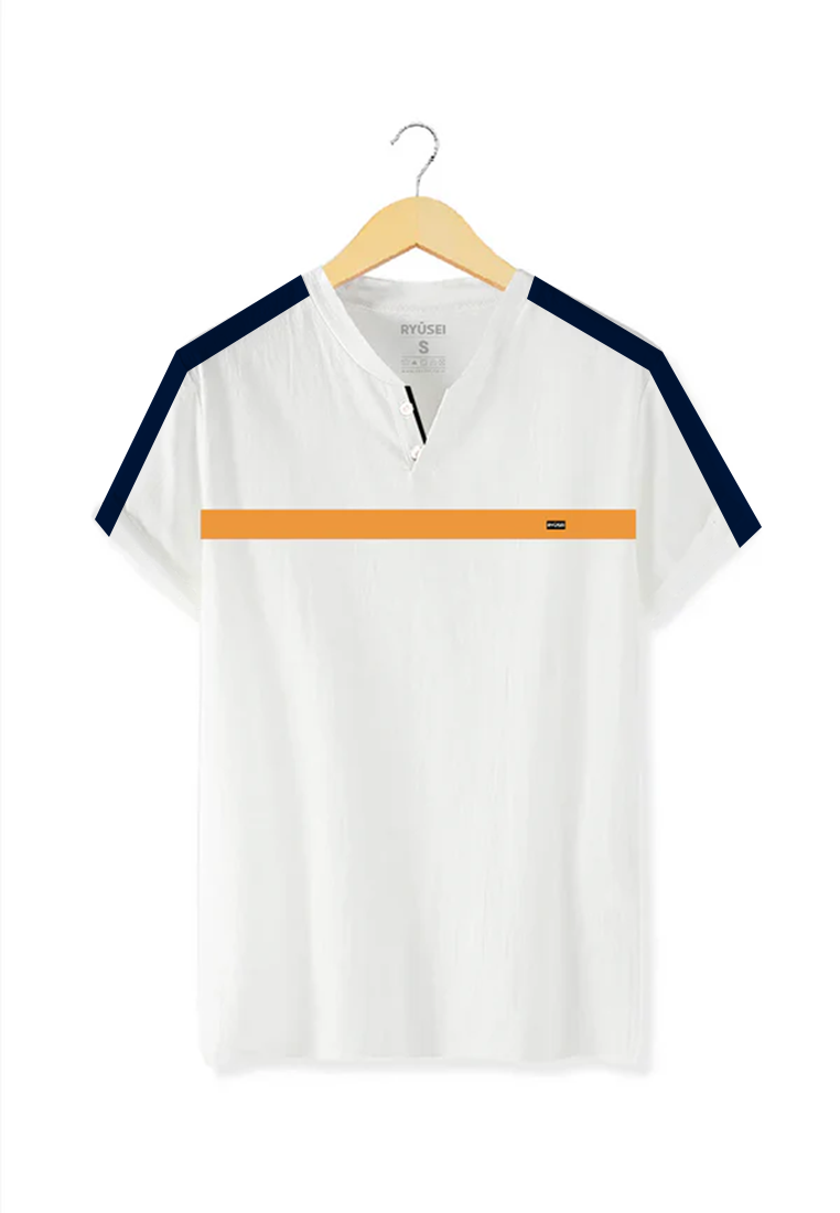 Ryusei Kaos Pria Kawata Button CMB White