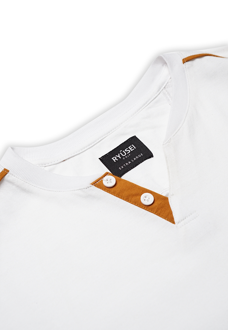 Ryusei Kaos Pria Kamazaki Button White