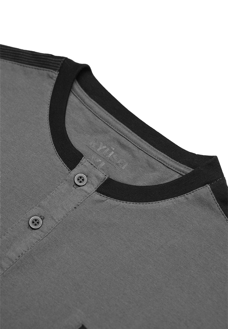 Ryusei Kaos Pria Takahiko Button Grey