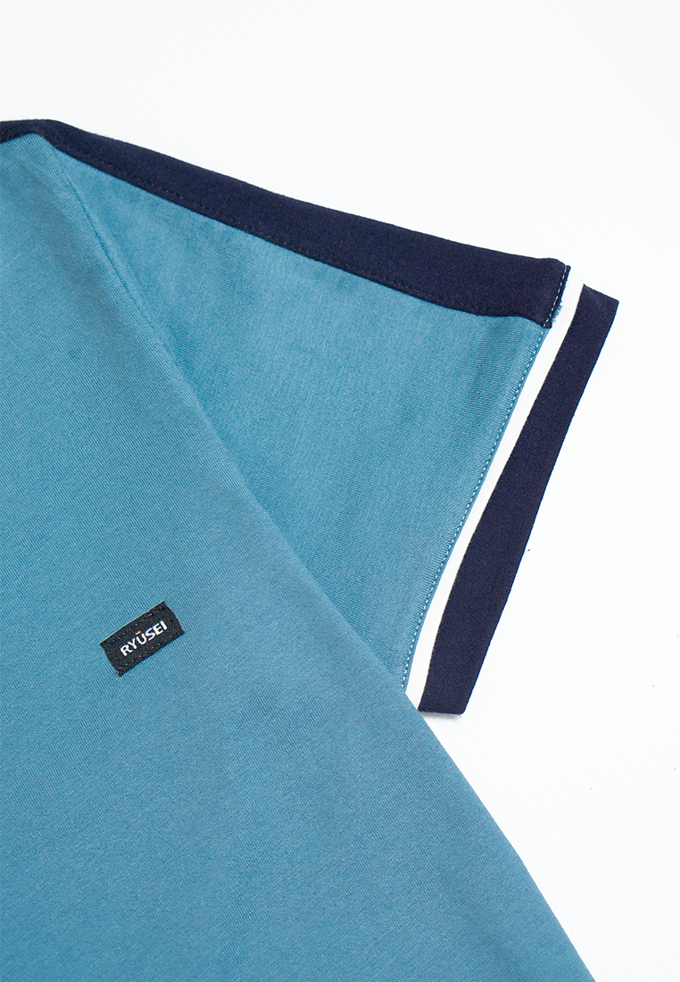 Ryusei Kaos Pria Misaki Button CMB Smoke Blue