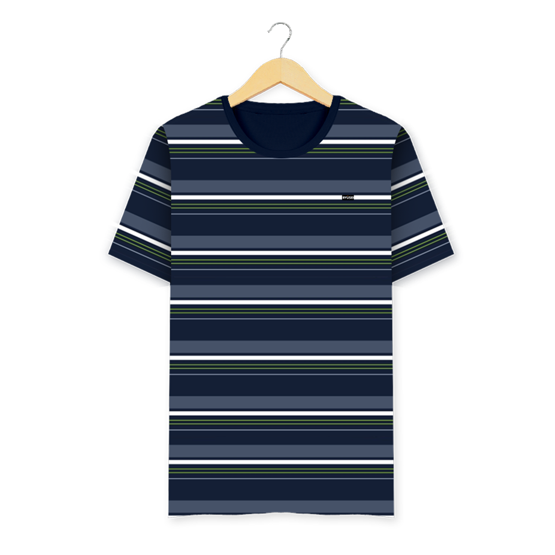 Ryusei Kaos Pria Nagamasa Stripe Navy