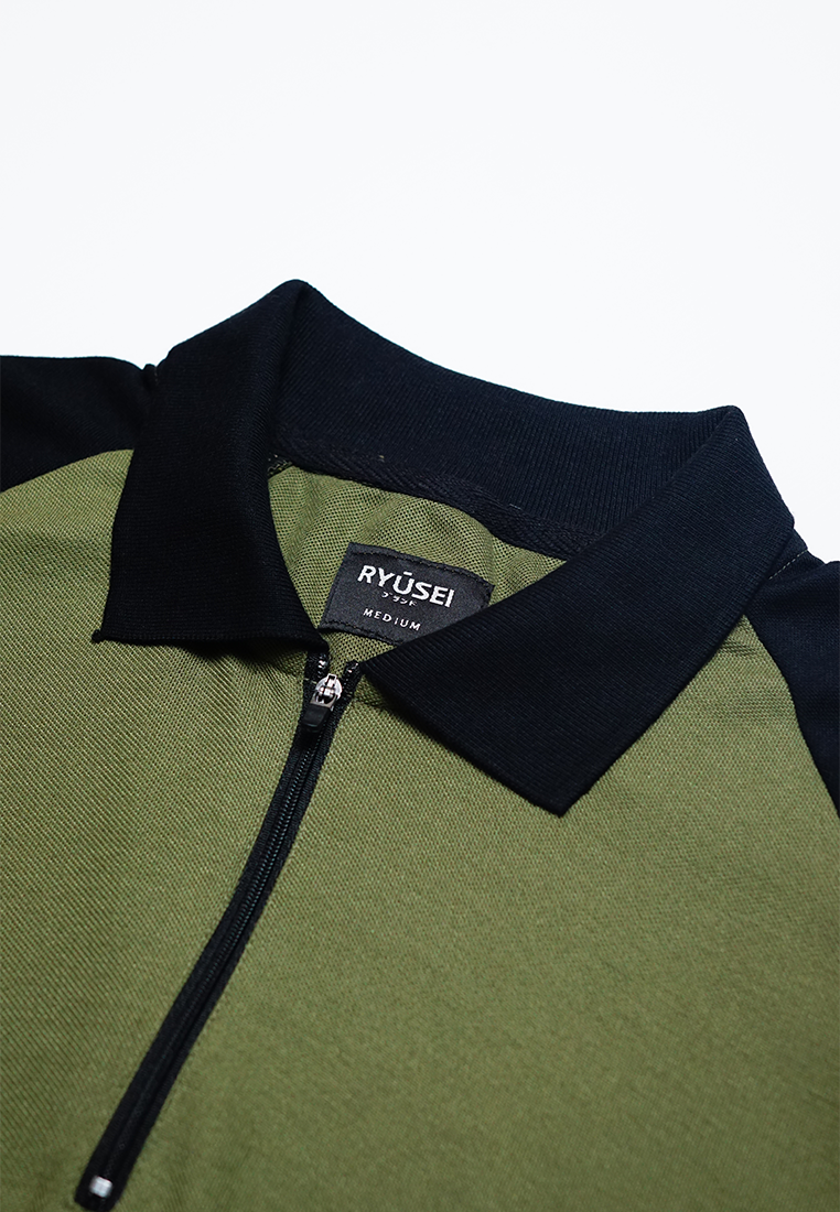 Ryusei Polo Pria Kazushi Army Green