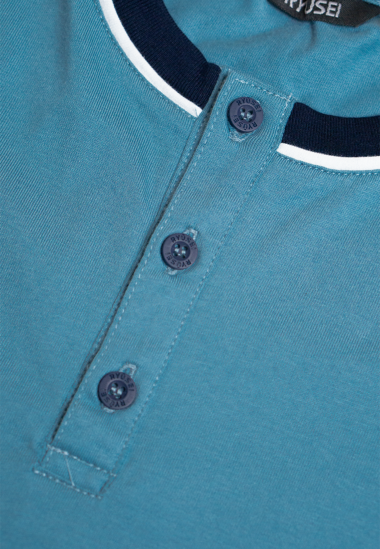 Ryusei Kaos Pria Misaki Button CMB Smoke Blue