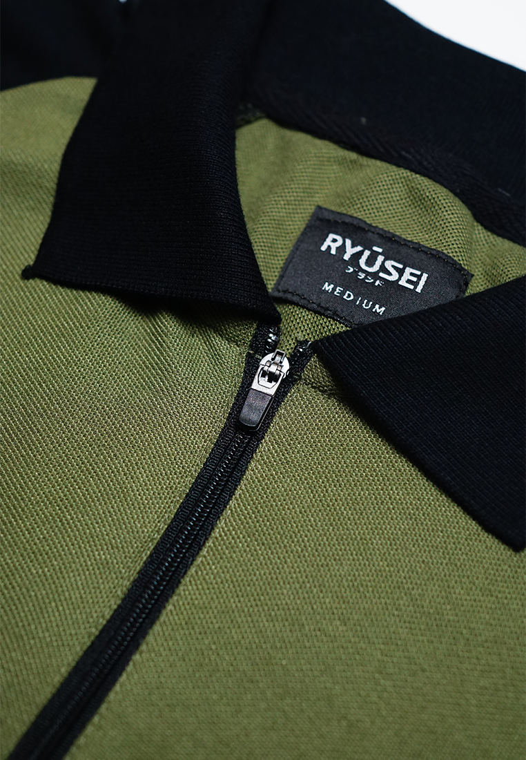 Ryusei Polo Pria Kazushi Army Green