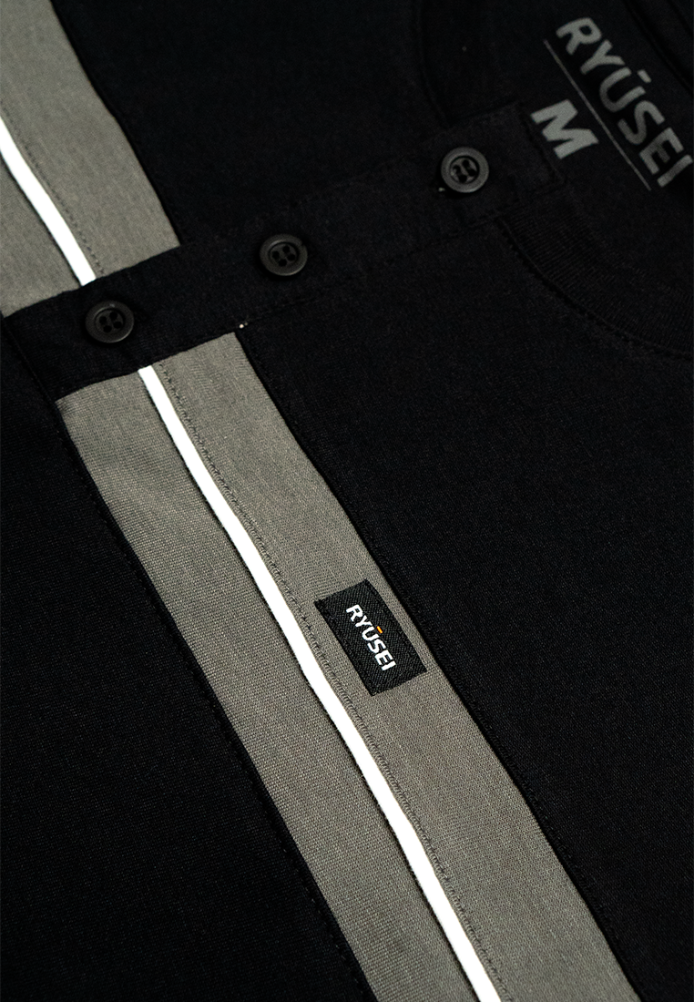 Ryusei Kaos Pria Nakasu Button CMB Black