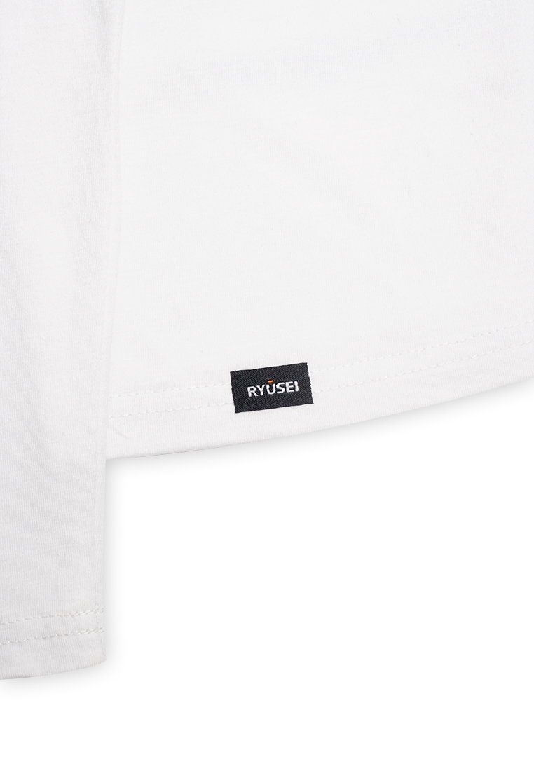 Ryusei Kaos Pria Lengan Panjang Nandito White