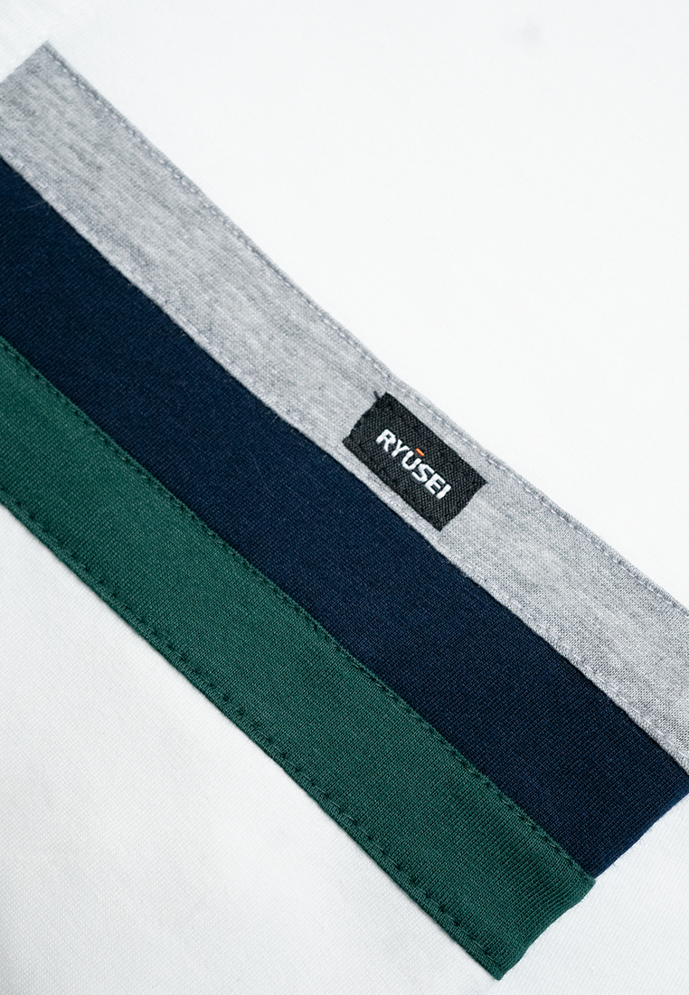 Ryusei Kaos Pria Naramashi Button CMB White