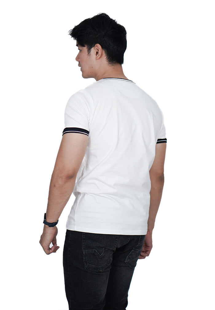 Ryusei Tshirt Takatsuki Button CMB White DF - Ryusei Tshirt Men