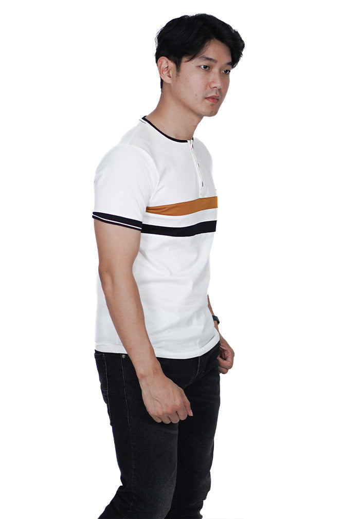 Ryusei Tshirt Takatsuki Button CMB White DF - Ryusei Tshirt Men