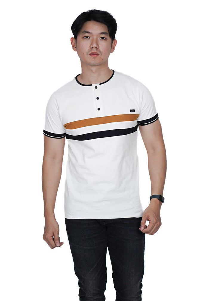 Ryusei Tshirt Takatsuki Button CMB White DF - Ryusei Tshirt Men