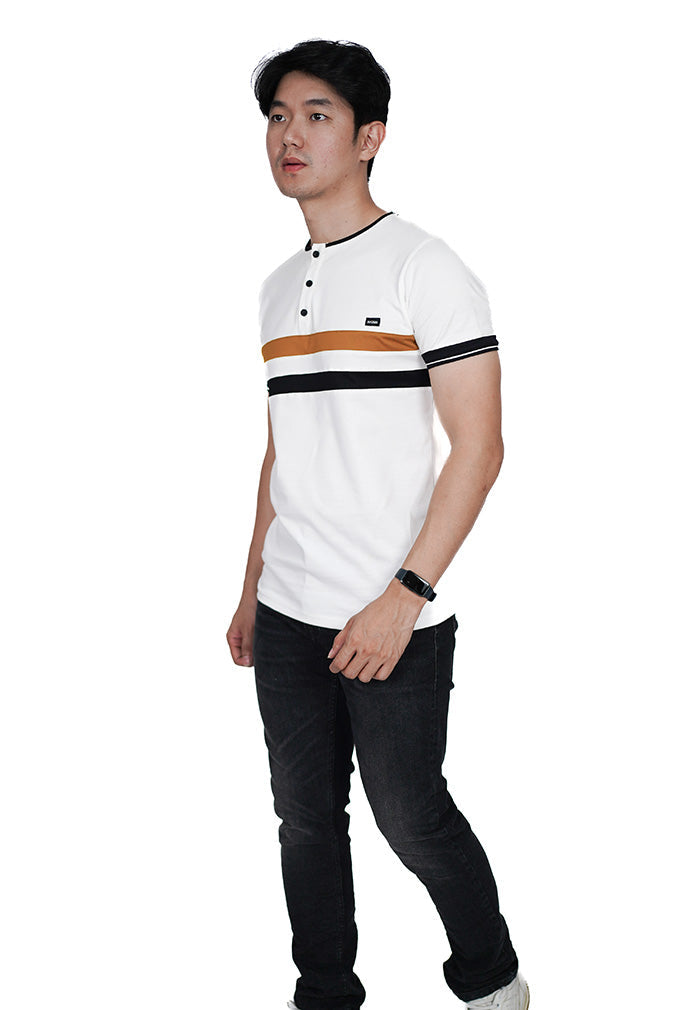 Ryusei Tshirt Takatsuki Button CMB White DF - Ryusei Tshirt Men