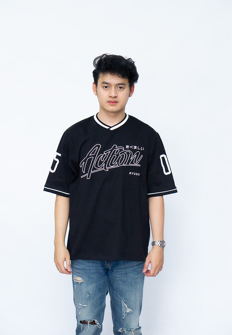 Ryusei Oversize T-shirt Jersey Streetwear Action - Bordir