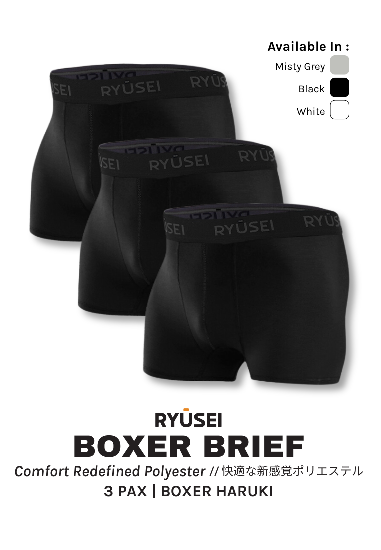 Ryusei Boxer Haruki Polyester Spandex 3 Pcs | Nyaman & Elastis