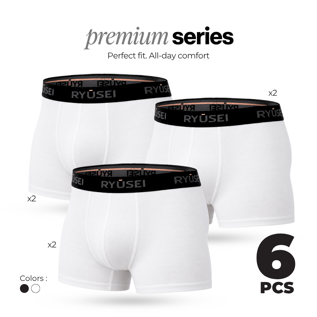 Ryusei Boxer Katun Spandex 6 Pcs - Pilihan Warna Netral Premium | Jahitan Seamless