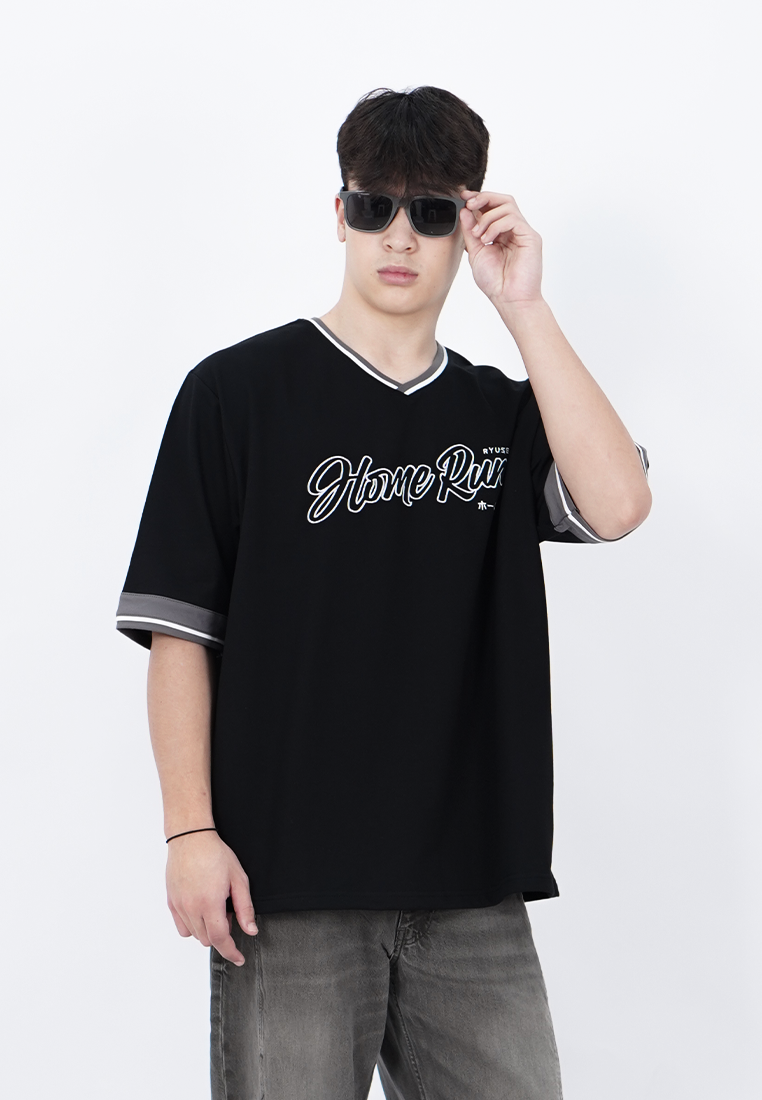 Ryusei Kaos Pria Boxy Oversize Home Run Black