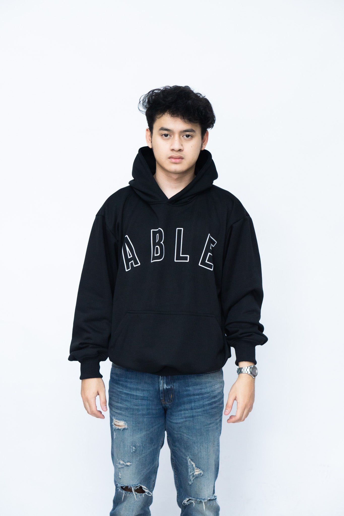 Ryusei Hoodie Boxy Able Full Black