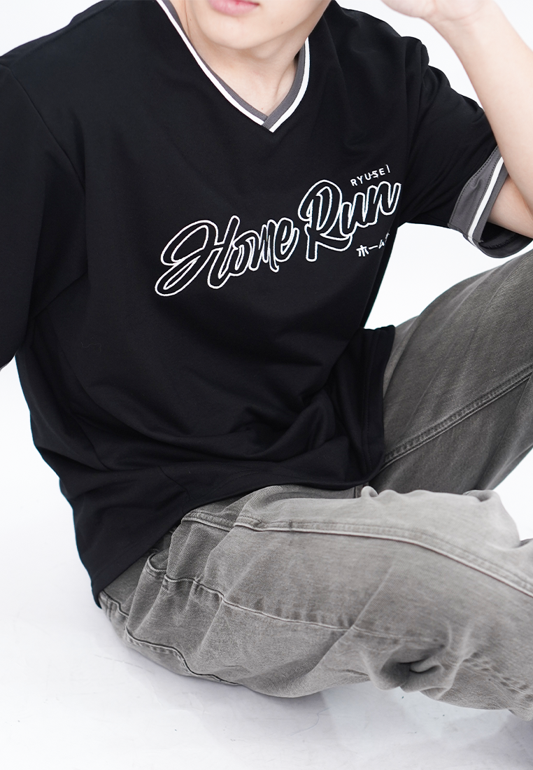Ryusei Kaos Pria Boxy Oversize Home Run Black