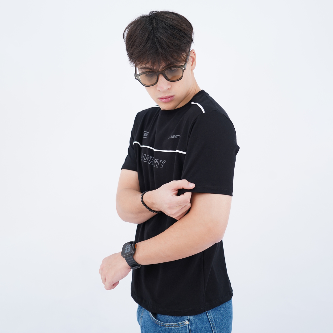 Ryusei Kaos Pria Authority Fitted Tee Black