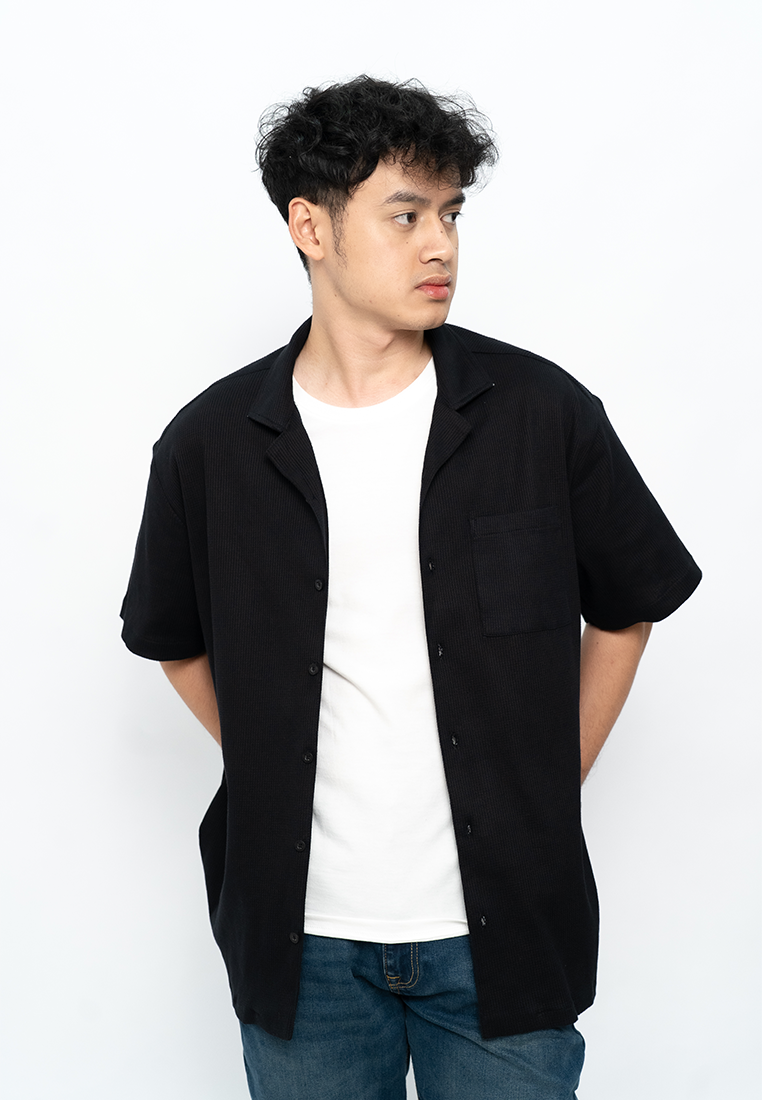Ryusei Kemeja Boxy Pria Fukuoka Black